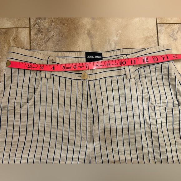 Vintage Giorgio Armani Ramie Silk Striped Wide Leg Trousers Pants Women’s 6-8 - Picture 9 of 16